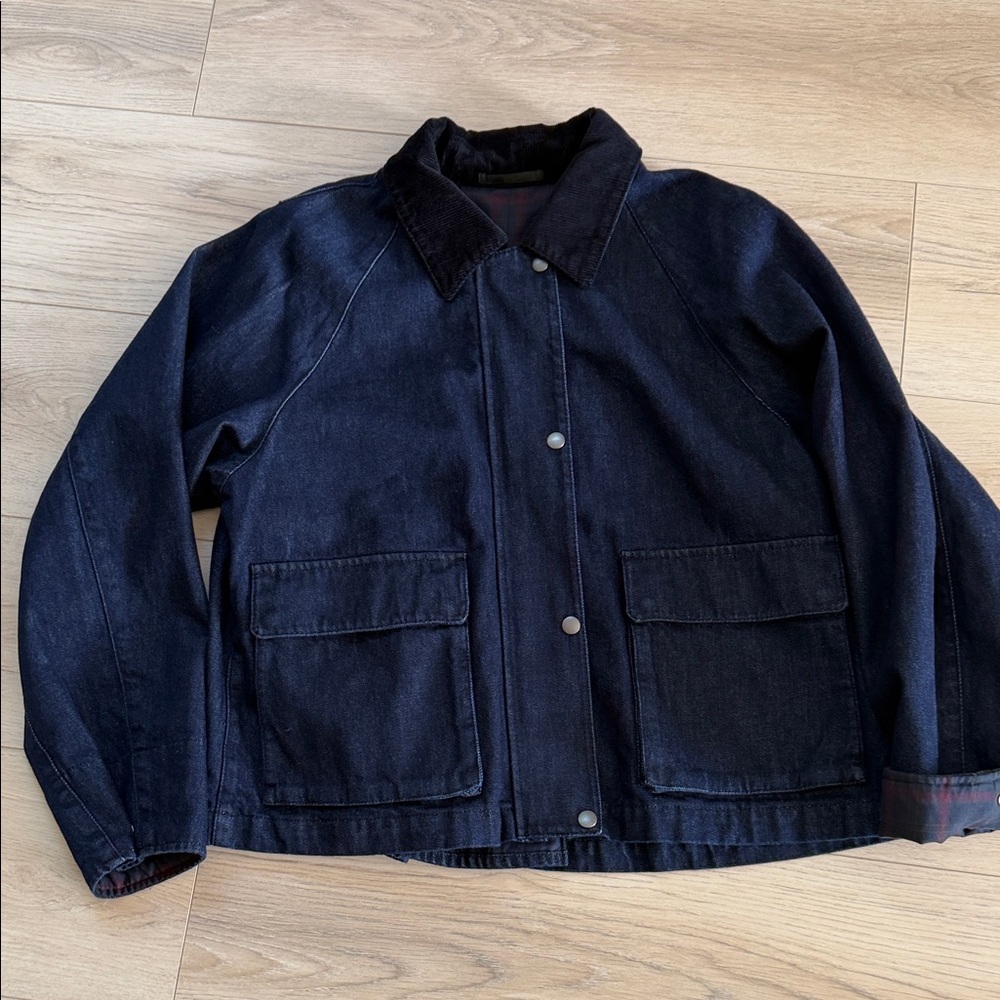 Uniqlo barn cropped Dark Blue Denim Jacket